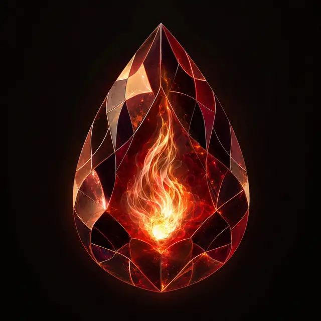 Gema Rumafire: obsidiana facetada con fuego interior